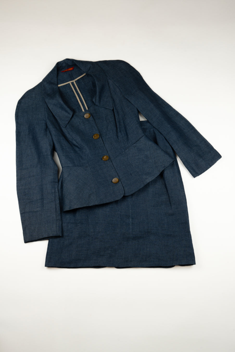 Vivienne Westwood - Red Label, Blue linen skirt suit, SS1998