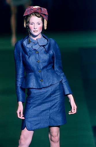Vivienne Westwood - Red Label, Blue linen skirt suit, SS1998