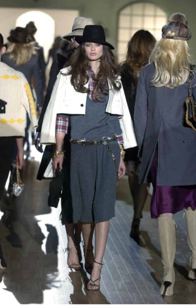 DSquared - V-neck Navy jumper with attached checked shirt, FW2005