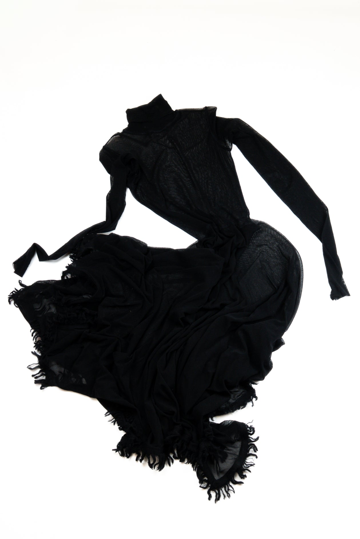 Jean Paul Gaultier - Sheer Dress and Robe overlay with fringe details, 1998