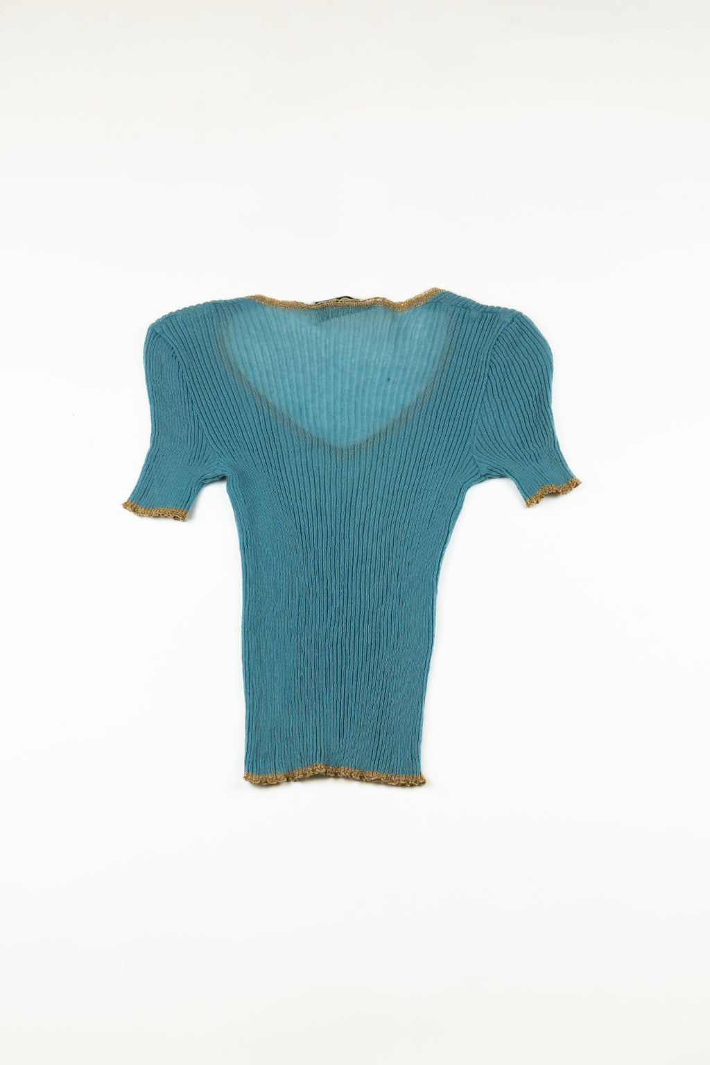 Dolce & Gabbana - Sheer blue top with gold trim, c2000s