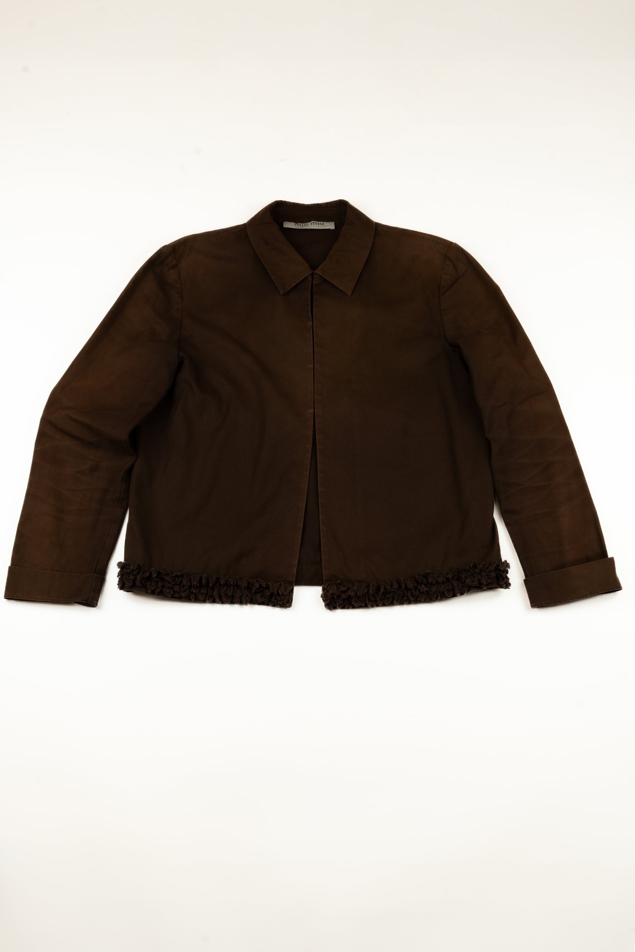 Miu Miu - brown shirt with eyelets and ruffled edges, SS1999