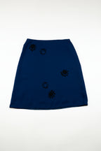 Kenzo - Blue skirt set with applique florals, SS1998