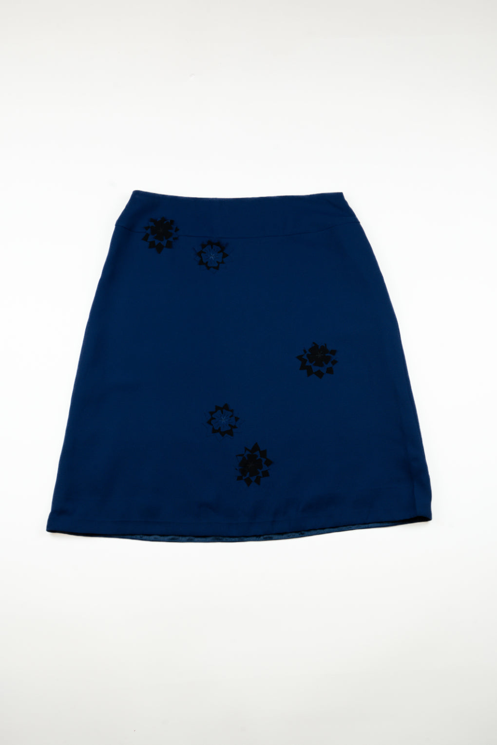 Kenzo - Blue skirt set with applique florals, SS1998