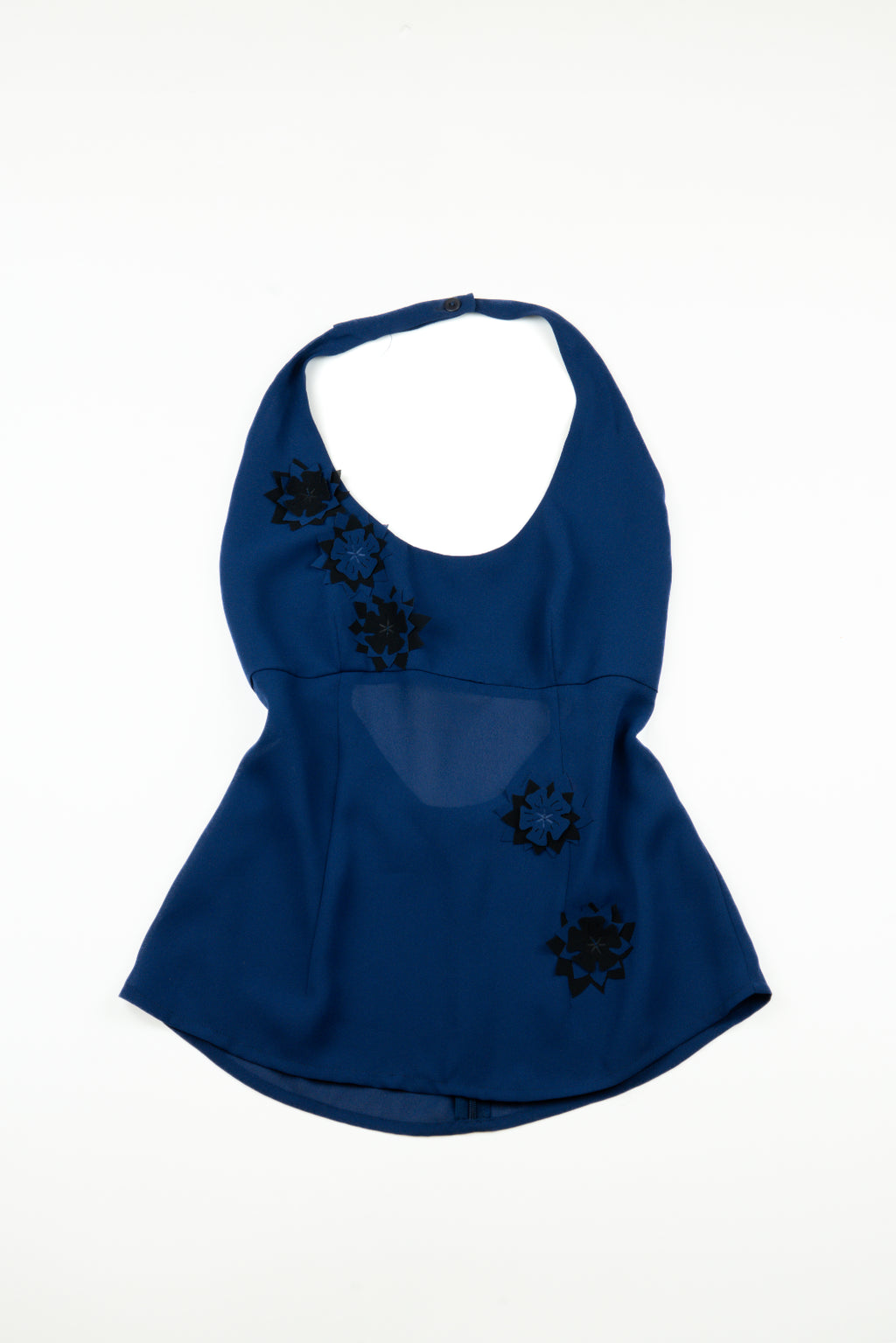 Kenzo - Blue skirt set with applique florals, SS1998