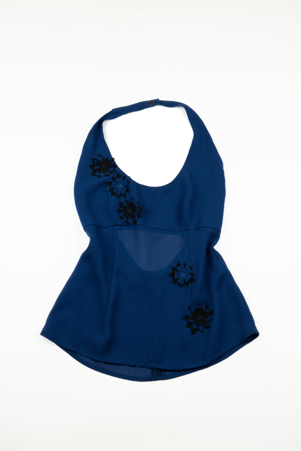 Kenzo - Blue skirt set with applique florals, SS1998